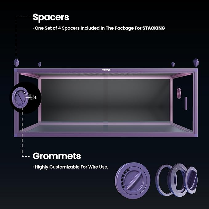 85 Gallon Reptile Tank, Front Opening Snake Tank for Easy Maintenance, Reptile Enclosure with Top Screen Ventilation 48''x24''x18''