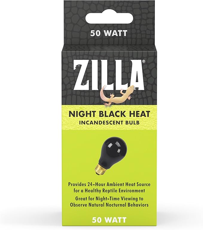 Zilla Reptile Terrarium Incandescent Heat Bulb, Night Black, 50 Watts