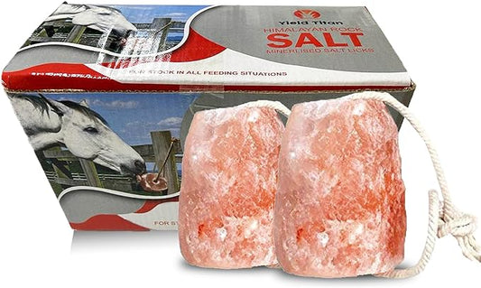 Himalayan Lick Animal Salt Block on Rope (Pack of 2) (3.5 lbs Each) 100% Natural and Organic for Horses/Deer/Livestock- Free of Harmeful Chemicals