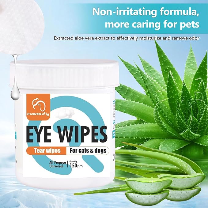 Pet Wipes for Cats & Dogs, Grooming Wipes for Eyes, Paws, Ears, Nose, Unscented Soft Pet Tear Stain Remover Wipes 150 Pads