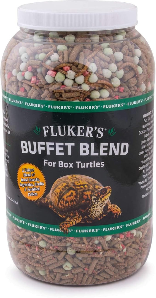 Fluker's Buffet Blend Box Turtle Diet - Insects, Veggies and Fruit with Fortified Pellets, 3.25lbs