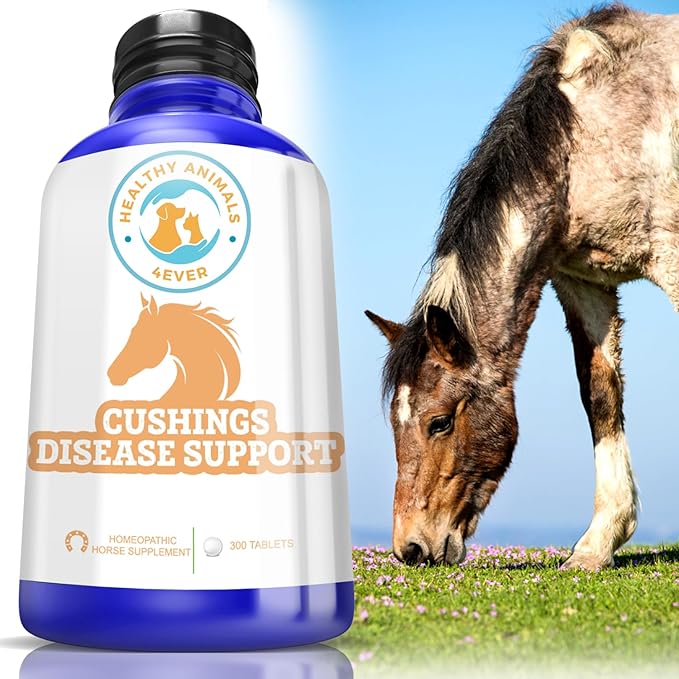 Healthy Animals 4Ever All-Natural Equine Digestive Supplement for Cushing’s Disease - Helps Prevent Further Horse Health Issues - Supplements for Horses - Homeopathic & Highly Effective - 300 Tablets