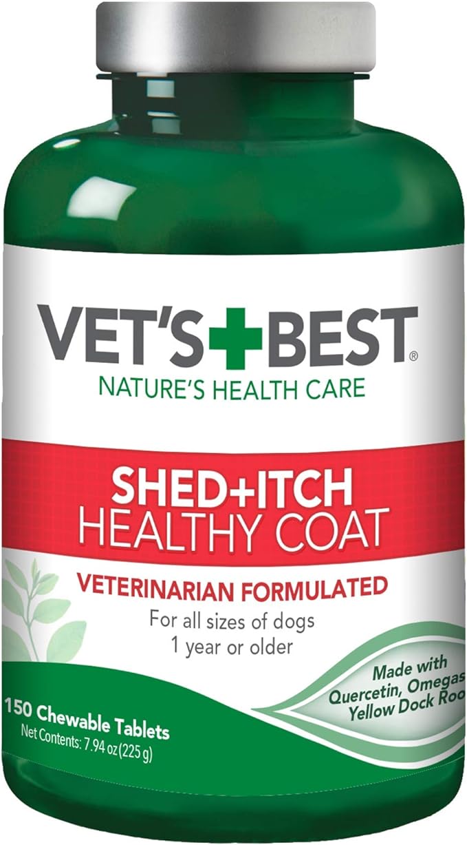 Vet's Best Healthy Coat Shed & Itch Relief Dog Supplements | Relieve Dogs Skin Irritation & Veterinary Formula Clinical Care Antiparasitic & Antiseborrheic Medicated Dog Shampoo