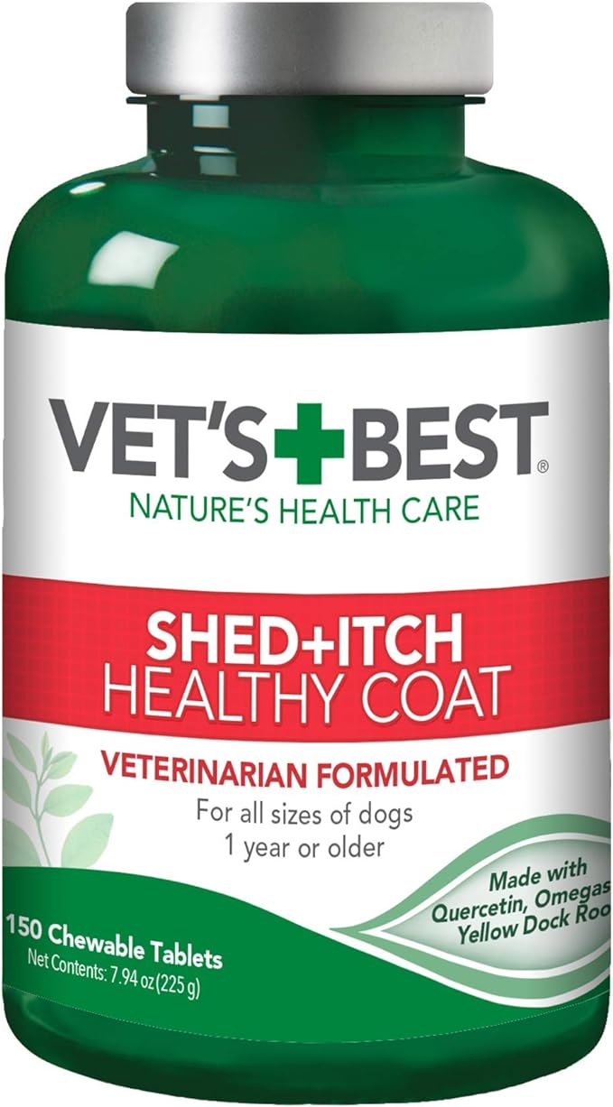 Vet's Best Healthy Coat Shed & Itch Relief Dog Supplements & Aches + Pains Dog Supplement - Vet Formulated for Dog Occasional Discomfort and Hip and Joint Support - 150 Count (Pack of 1)