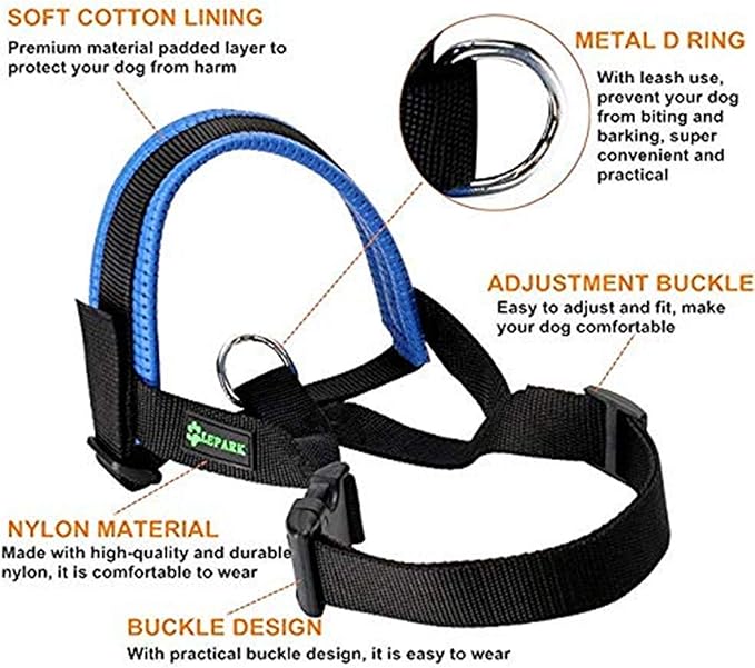 Dog Muzzle for Small, Medium, Large Dogs Prevent from Biting, Barking and Chewing, Adjustable Loop (M/Blue)