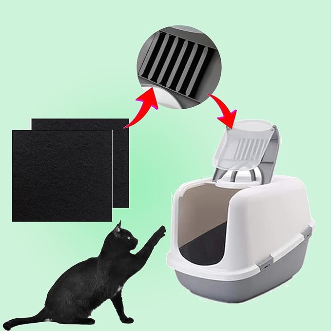 4 Pack Activated Charcoal Filters for Cat Litter Boxes Charcoal Filter Cat Litter Pans Filters Replacment Charcoal Filters Mat