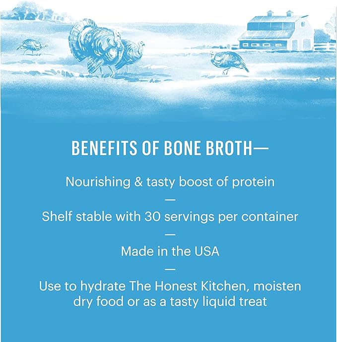 Bundle Set (3) The Honest Kitchen Daily Boosters Instant Turkey Bone Broth with Turmeric Plus AuroraPet Wipes