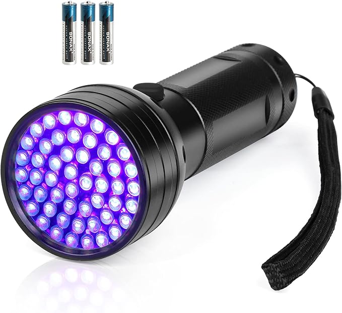 Black Light UV Flashlight, 51 LED Blacklight Flashlights 395 nM Pet Urine Detector with 3 Pack AA Batteries for Cat Urine, Stains, Bed Bug (Black)