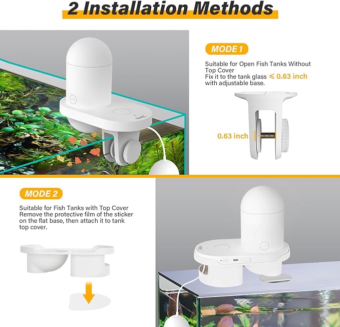 hygger Automatic Fish Feeder for Aquarium, WiFi Intelligent Fish Food Dispenser with APP, Visual Fish Food Vacation Feeder with 2K HD Camera, Timer Auto Fish Feeder for Fish Tanks, Aquariums & Pond