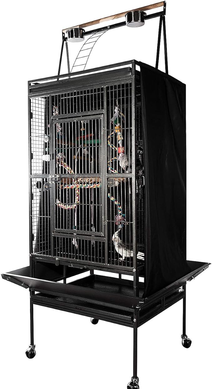 Good Night Bird Cage Cover for Large Bird Cage with Play Top (Patent Pending), Black 68"