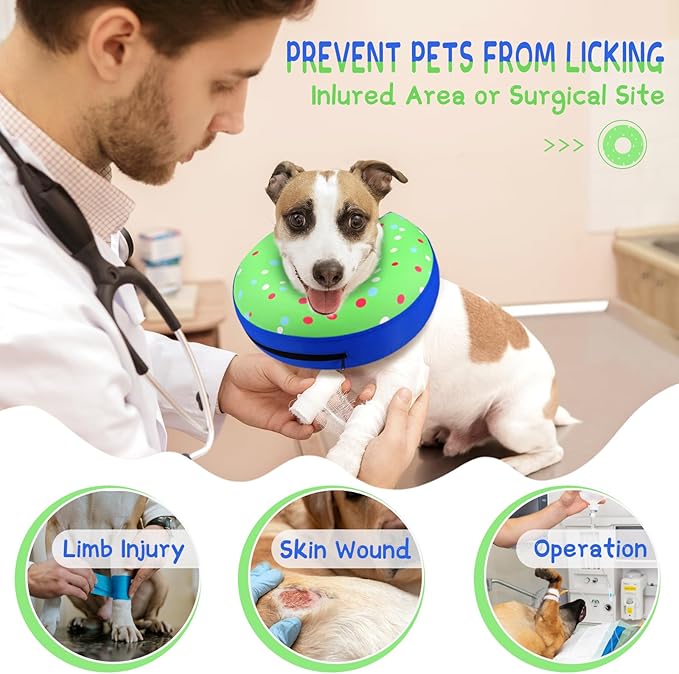 Supet Inflatable Dog Cone Collar Alternative after Surgery, Dog Neck Donut Collar Recovery E Collar for Neuter, Soft Dog Cone for Small Medium Large Dogs