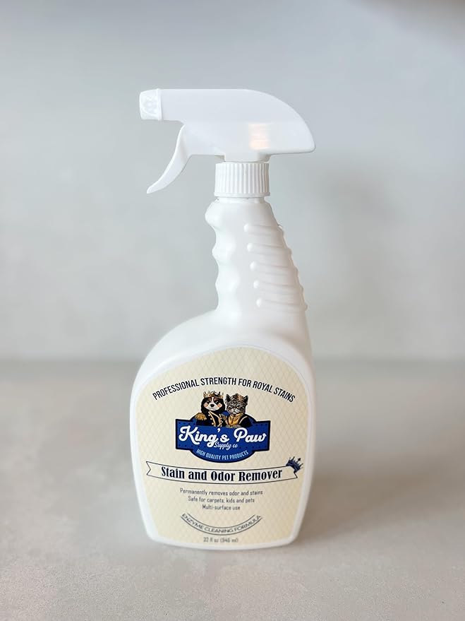 King's Paw Supply Co. Stain & Odor Remover for Strong Odor, 32oz Enzyme Pet Odor Eliminator for Home, Carpet Stain Remover for Cats & Dog Pee, Dog Urine Destroyer, Carpet Cat Stain Spray