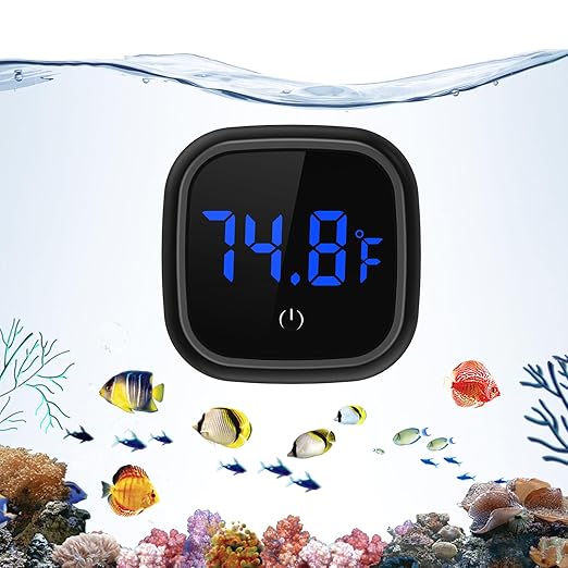 Newest Aquarium Thermometer, Wireless Digital Fish Tank Thermometer, Large LED HD Display, ±0.18°F High Precision, Fahrenheit Tank Temperature Measurement for Fish, Axolotl (Black)