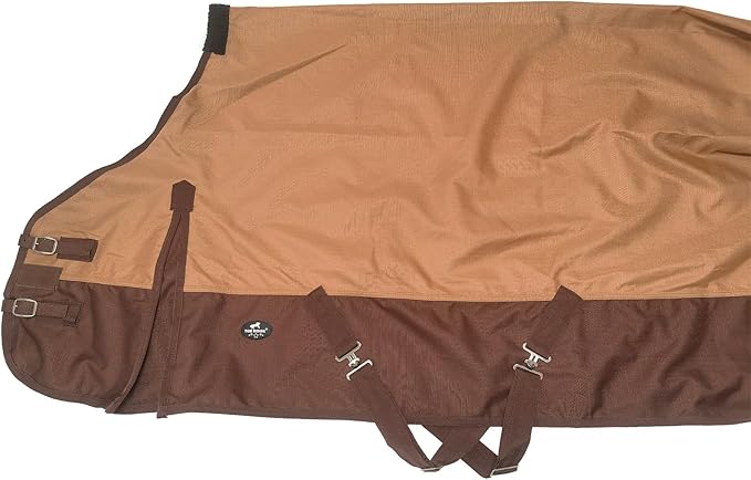 1200Denier Waterproof and Breathable Horse Sheet Horse Blanket Standard Neck Turnout Sheet (74", Tan/Brown)