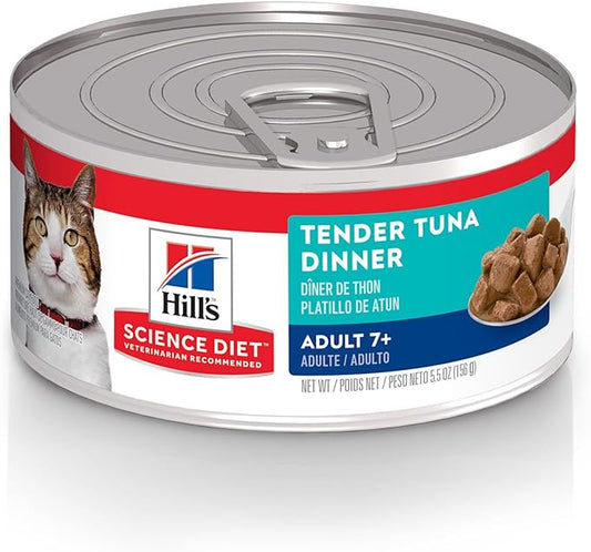 Hill's Science Diet Adult 7+, Senior Adult 7+ Premium Nutrition, Wet Cat Food, Tuna Stew, 5.5 oz Can, Case of 24