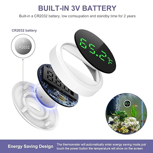 JXTZ 2 Pack Aquarium Thermometer, Mini Digital LED Fish Tank Thermometer with High Precision, Touch Wake-up, Range of 32℉-140°F, Water Thermomete for Freshwater Marine Aquariums