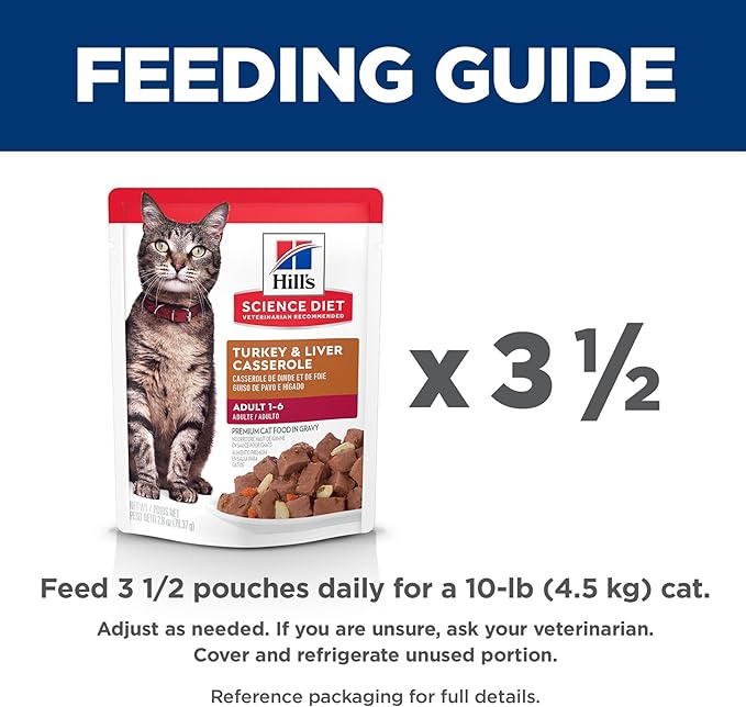 Hill's Science Diet Adult 1-6, Adult 1-6 Premium Nutrition, Wet Cat Food, Turkey Casserole Stew, 2.8 oz Pouch, Case of 24