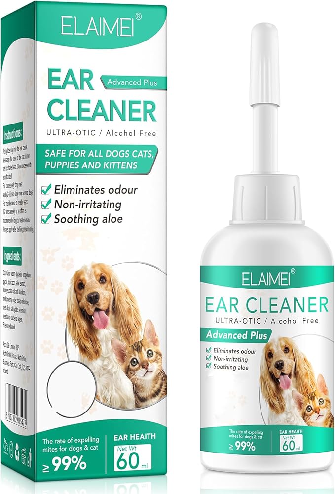 Dog Ear Cleaner, Dog Ear Care Liquid, Dog and Cat Ear Cleaner to Eliminates Ear Odour, Dirt and Debris Pet Ear Cleaner Solution