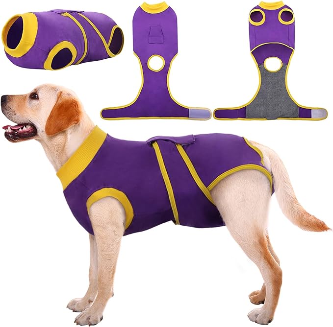 Kuoser Recovery Suit for Dogs Cats After Surgery, Professional Pet Recovery Shirt Dog Abdominal Wounds Bandages, Substitute E-Collar & Cone,Prevent Licking Dog Onesies Pet Surgery Recovery Suit