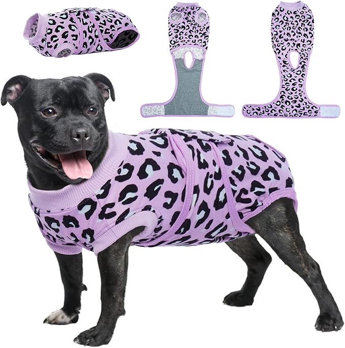 Kuoser Dog Surgery Recovery Suit, Professional Spay & Neuter Surgical Onesie for Dogs, Soft Breathable Abdominal Dog Bodysuit Dog Cone Alternative Anti Licking Wounds Dog Surgery Suits, S