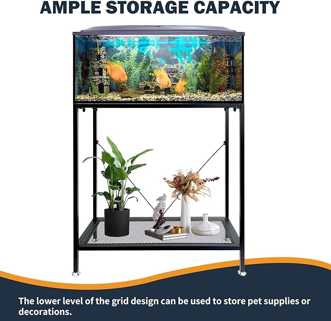 Fish Tank Stand: The Perfect 10 Gallon Metal Aquarium Stand Measuring 22.8" W x 10.6" D x 31.3" H to Fit Your Aquatic Display Needs.