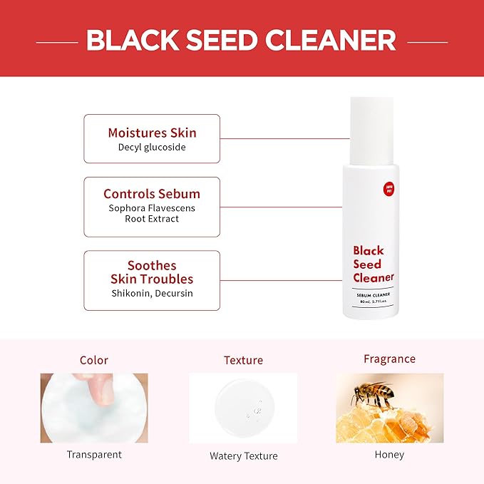 Black Seed Cleaner - Cat Chin Acne Treatment, Non-toxic Hypoallergenic Cleanser, 2.7 fl.oz (80ml)