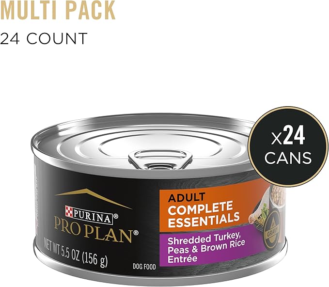 Purina Pro Plan High Protein Dog Food Gravy, Shredded Turkey, Peas and Brown Rice Entree - 5.5 oz. Can