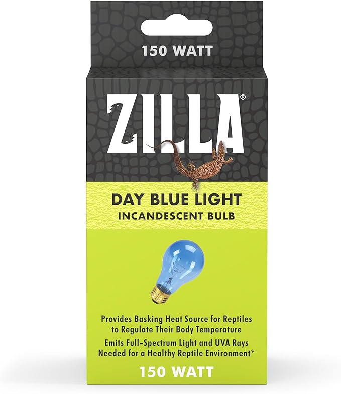 Zilla Reptile Terrarium Incandescent Heat Bulb, Day Blue, 150 Watts