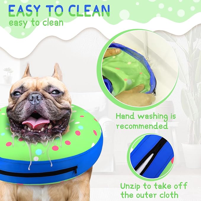 Supet Inflatable Dog Cone Collar Alternative after Surgery, Dog Neck Donut Collar Recovery E Collar, Soft Dog Cone for Small Medium Large Dogs