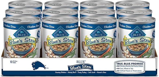 Blue Buffalo Blue's Stew Grain Free Natural Adult Wet Dog Food, Chicken Stew 12.5 oz cans (Pack of 12)