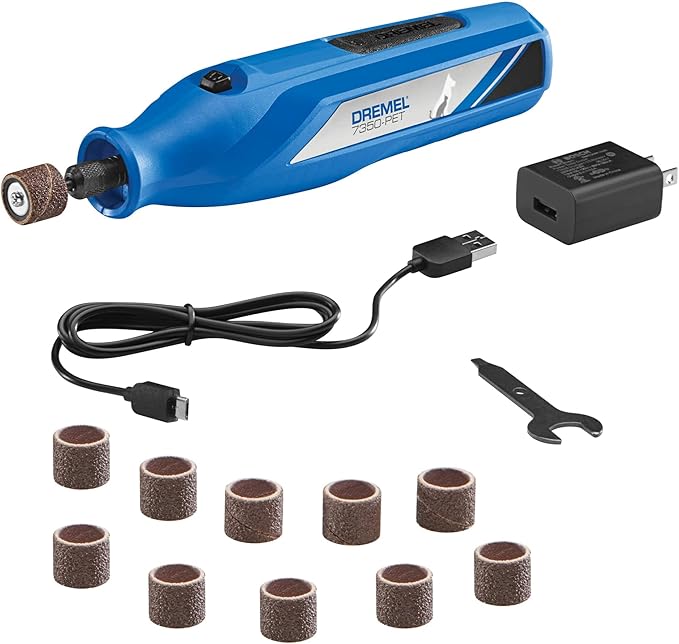 Dremel 7350-PET 4V Pet & Dog Nail Grinder, Professional Pet Grooming Kit - Works on Large, Medium, Small Dogs & Cats & 408 1/2-Inch Sander Bands, Coarse, 6 Pack, Purple