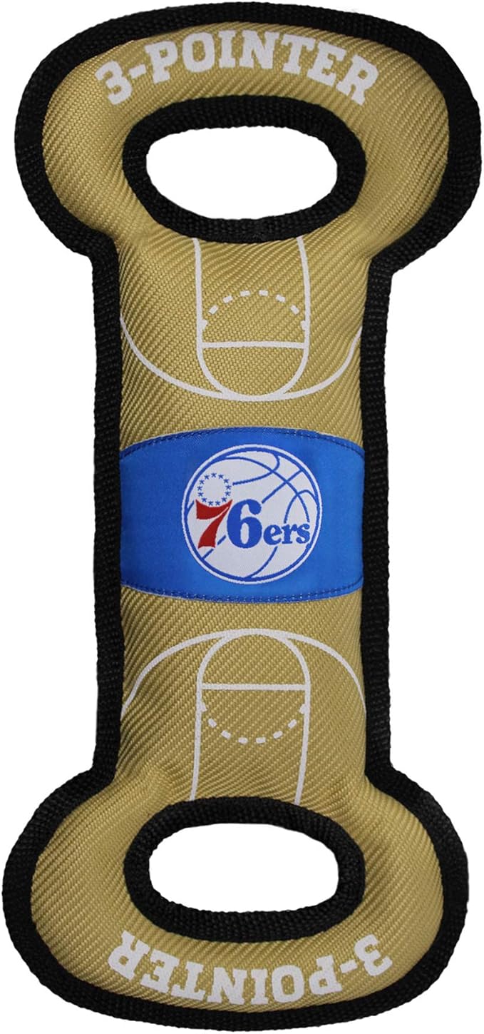 Pets First NBA PHILADELPHIA 76ERS Field Toy. - Tough Nylon Pet Toy with Double trim stitching & inner Squeaker, One Size, 76R-3030