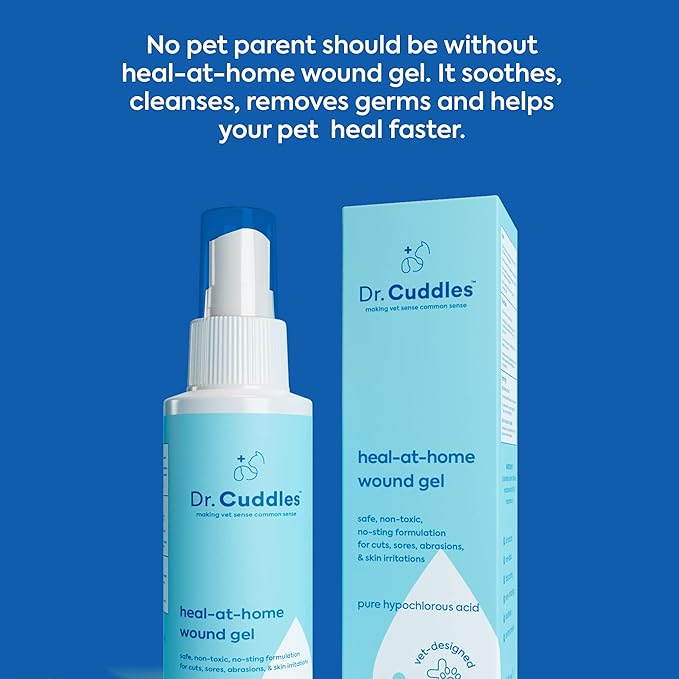 Heal-at-Home Wound Gel For Dogs, Cats, & Pets - Antimicrobial, Anti-Fungal Spray - Non-Toxic, No Sting Formula - Clean and Heal Wounds, Acne, Skin Irritation, Resolve Infection – Pure Hypochlorous Acid – 4oz