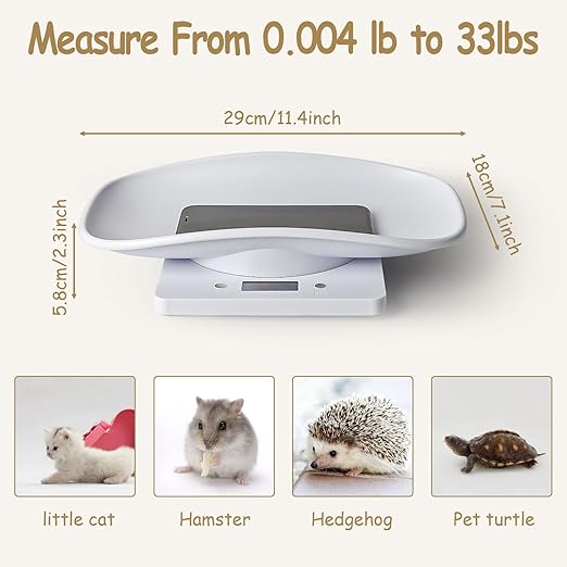 Digital Pet Scale, Puppy Scale for Weighing, Puppy Whelping Scale, Newborn Pet Weighing, Accurate Small Animal Scales for Cat Dog/Kitten/Hedgehog, Multi-Function LCD Scale,Max 33lb, 11.4 inch