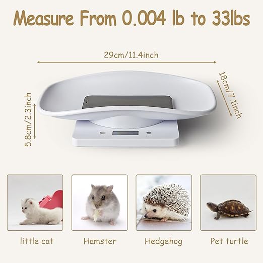 Digital Pet Scale, Puppy Scale for Weighing, Puppy Whelping Scale, Newborn Pet Weighing, Accurate Small Animal Scales for Cat Dog/Kitten/Hedgehog, Multi-Function LCD Scale,Max 33lb, 11.4 inch