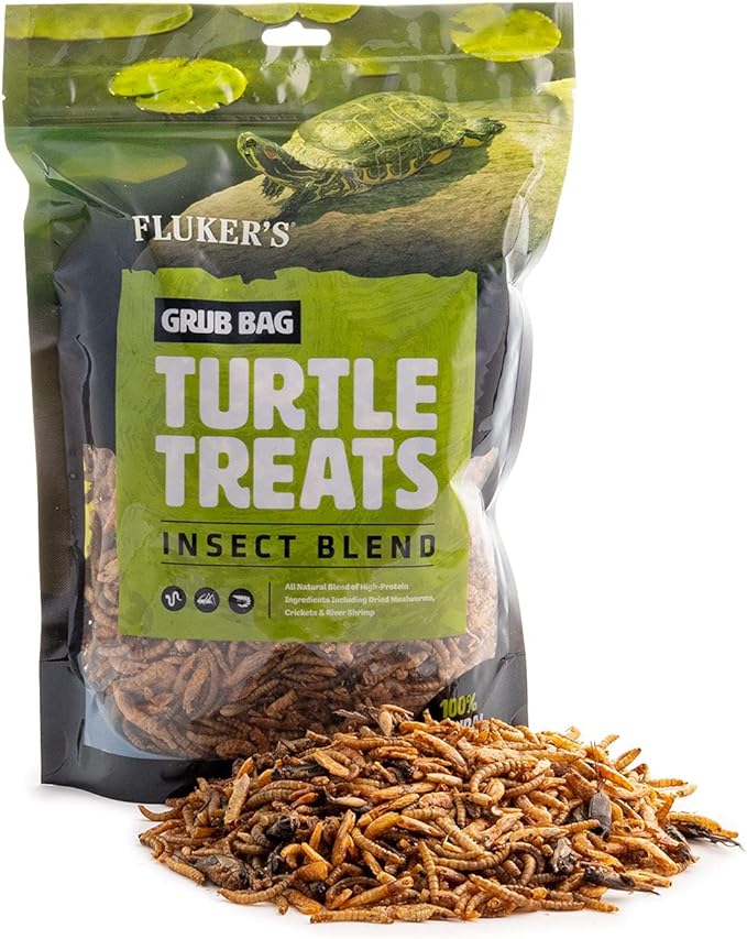 Fluker's Grub Bag Turtle Treats, Insect Blend, High Protein Freeze Dried River Shrimp, Crickets, and Mealworms, For Aquatic Turtles, Amphibians, and Reptiles, 6 oz