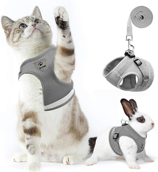 Supet Cat Harness and Leash Set for Walking Cat and Small Dog Harness Soft Mesh Harness Adjustable Cat Vest Harness with Reflective Strap Comfort Fit for Pet Kitten Puppy Rabbit