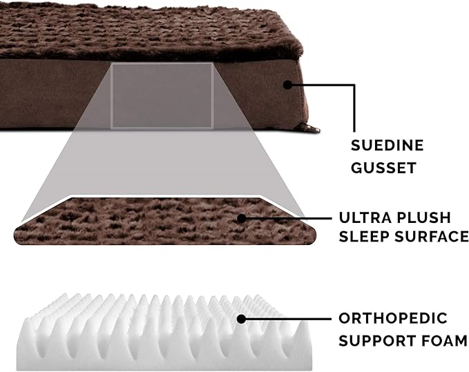 Furhaven Orthopedic Dog Bed for Large Dogs w/ Removable Washable Cover, For Dogs Up to 95 lbs - Ultra Plush Faux Fur & Suede Mattress - Chocolate, Jumbo/XL