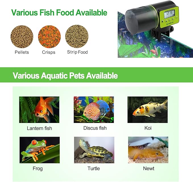 Auto Fish Feeder, Moisture-Proof Automatic Fish Feeder, Aquarium Tank Timer Feeder Vacation &Weekend 2 Fish Food Dispenser