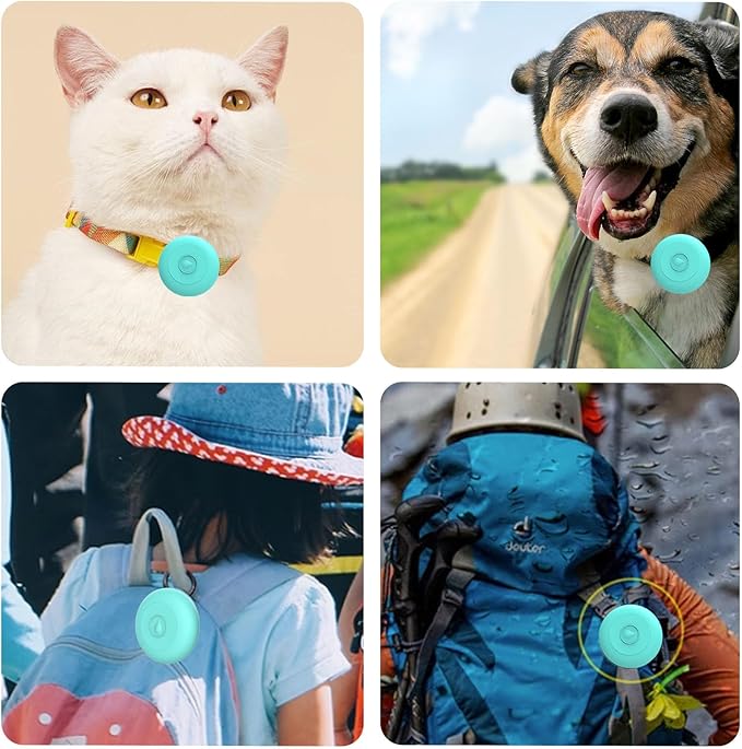 Airtag Dog Collar Holder Waterproof, Hidden Silicone Waterproof Airtag Case for Pet Cat Dog GPS Tracker, Anti-Lost Waterproof Airtag Holders Compatible with Apple AirTag for Dog Cat Collar (Cyan)