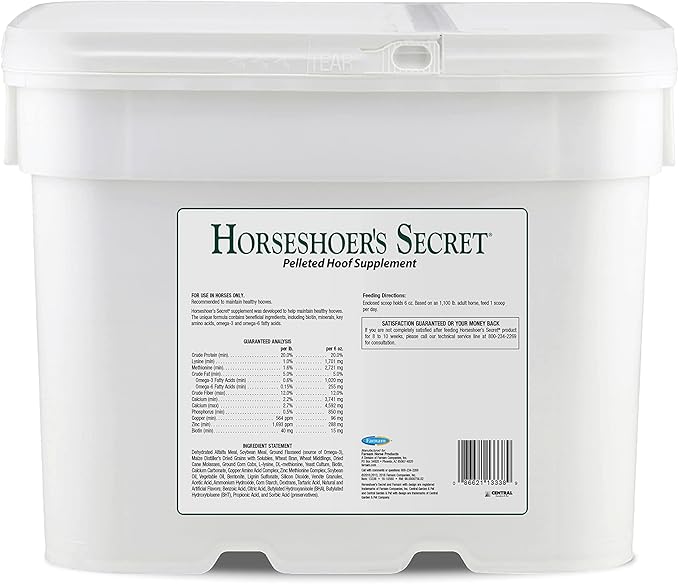 Farnam Horseshoer's Secret Pelleted Hoof Supplements, Promotes healthy hoof growth, maintains hoof walls & supports cracked hooves, 38 lbs., 100 day supply