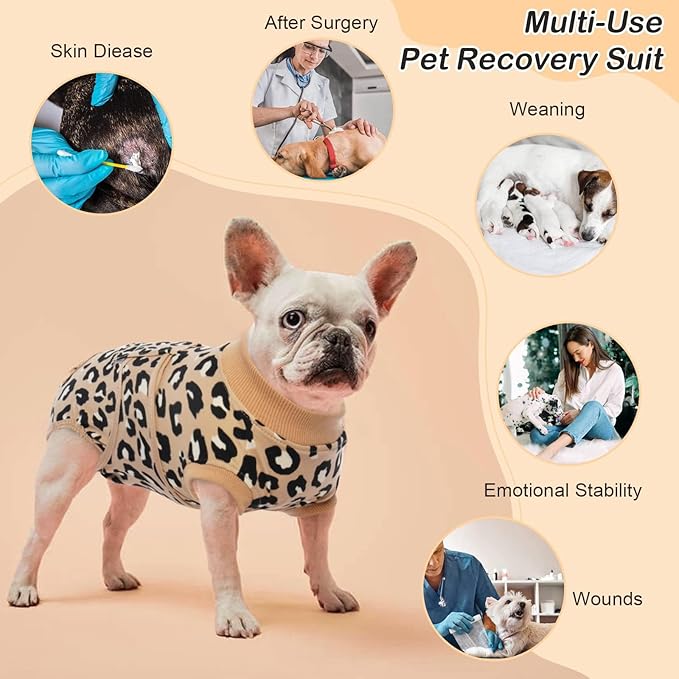 Kuoser Recovery Suit for Dogs After Surgery, Soft Dog Surgery Suit for Female Spay Male Neuter, Breathable Dog Onesie E-Collar & Cone Alternative Pet Bodysuit Anti Licking Wounds Surgical Shirt, XS