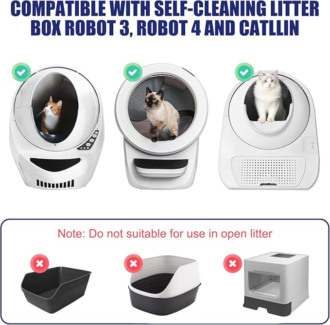 60 Pack Litter Box Robot 3 and 4 Waste Bags, 2.5 Mils Extra Thick Litter Box Liner, Box Drawstrings Closure Waste Bags for Self-Cleaning Litter Box