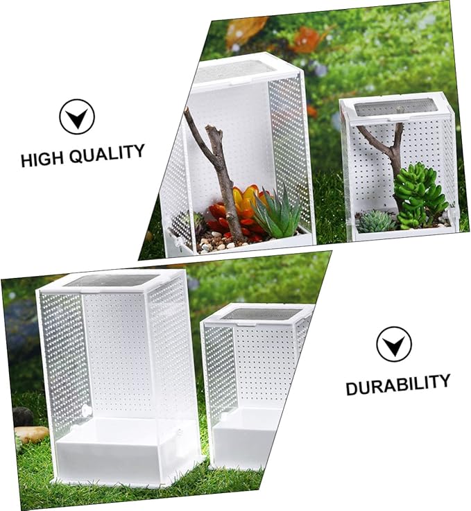 POPETPOP Reptichip 3 Pcs Villa Box Glass Containers Snail Terrarium Lizard Terrarium Lizard Reptile Container Shrimp Breeding Tank Snake Hatching Box White Acrylic Climbing Box Aquarium Reptisoil