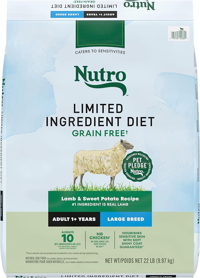 NUTRO Limited Ingredient Diet Adult Large Breed Dry Dog Food Lamb & Sweet Potato Dog Kibble, 22 lb. Bag