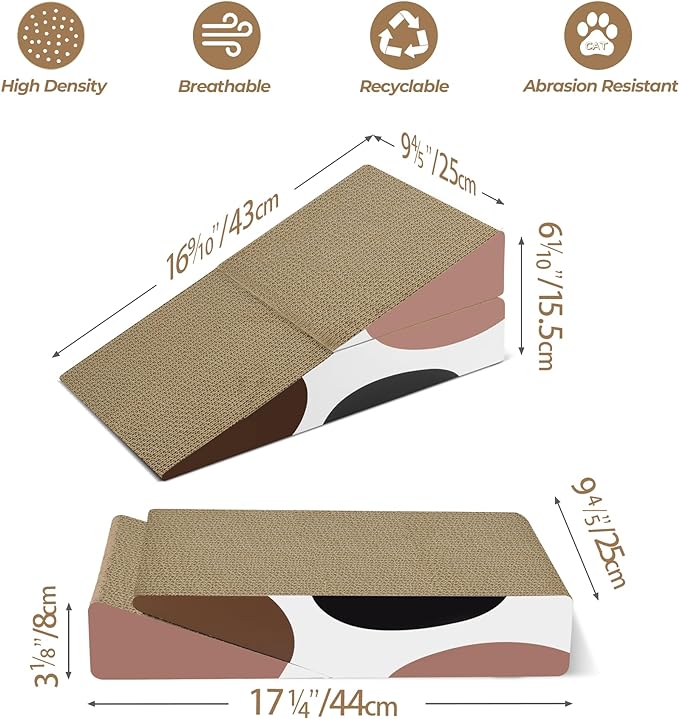ComSaf Cat Scratcher Cardboard, Kitty Cat Scratching Pad Recycle Corrugate Scratcher Cat Scratch Bed Long Lasting Reversable (Triangle)