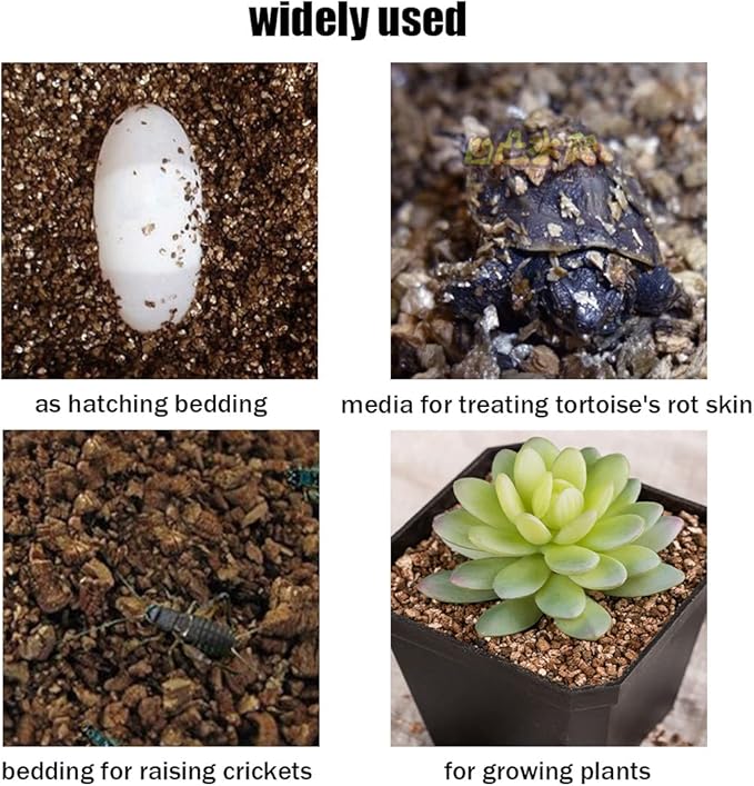 Hamiledyi Reptile Substrate Vermiculite Bedding Snake Hibernant moisturizing Soil Terrarium Bedding for Snake Tortoise Lizard Hatching Eggs(4.2Quart/4L)