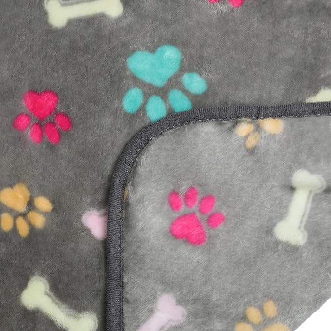 Luciphia 1 Pack 2 Pet Blankets for Dogs Cats, Fleece Print Dog Cat Blankets for Small Medium Large Puppy Kitten, Bone Grey Brown Large(41x31 inch)