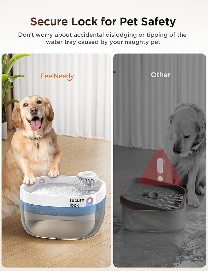 7L/1.8Gal Dog Water Fountain for Large Dog, FEELNEEDY Dog Water Bowl Dispenser Pet Water Fountain, Water Dispenser for Dogs with Ultra Quiet Pump for Multiple Pets with 3 Filters (FN-W05, White)