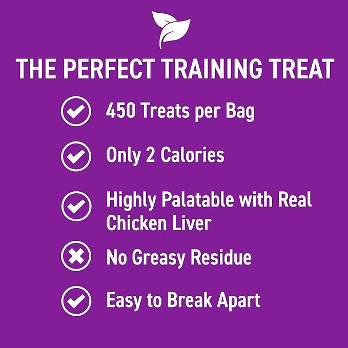 Cloud Star Tricky Trainers Crunchy Dog Training Treats 8 oz Pouch, Chicken Liver Flavor, Low Calorie Behavior Aid with 450 treats